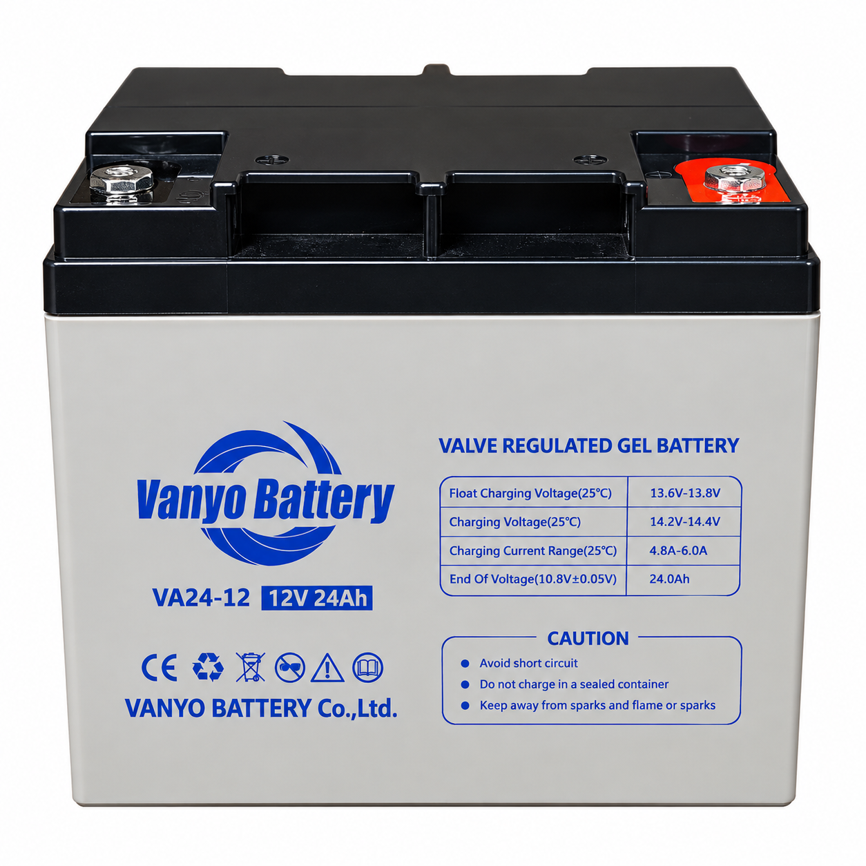 Vanyo VA24-12 12V 24Ah Valve Regulated Gel Battery